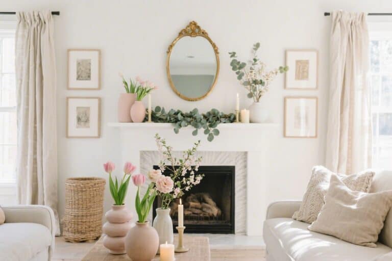 20 Elegant Spring Mantle Decor Ideas for a Calm Living Room You’ll Love