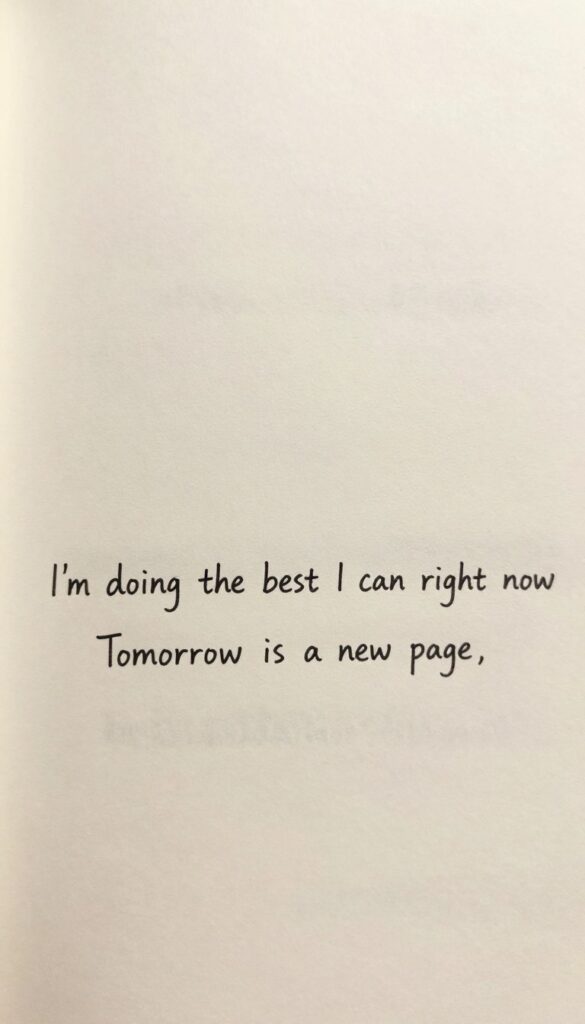 journal closing with grounding affirmation sentence written at bottom of page
