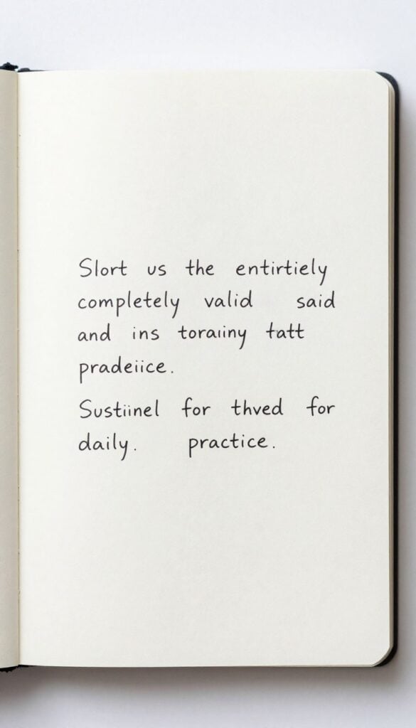 minimalist journal page with short concise entry for sustainable journaling practice
