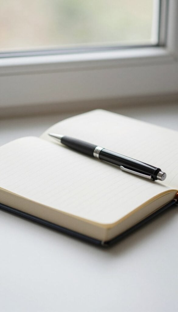 peaceful closed journal with pen representing completed gentle journaling practice