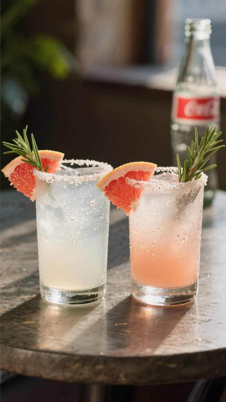 Final presentation: Hero shot at a slight 45-degree angle of two Palomas side-by-side—one classic 