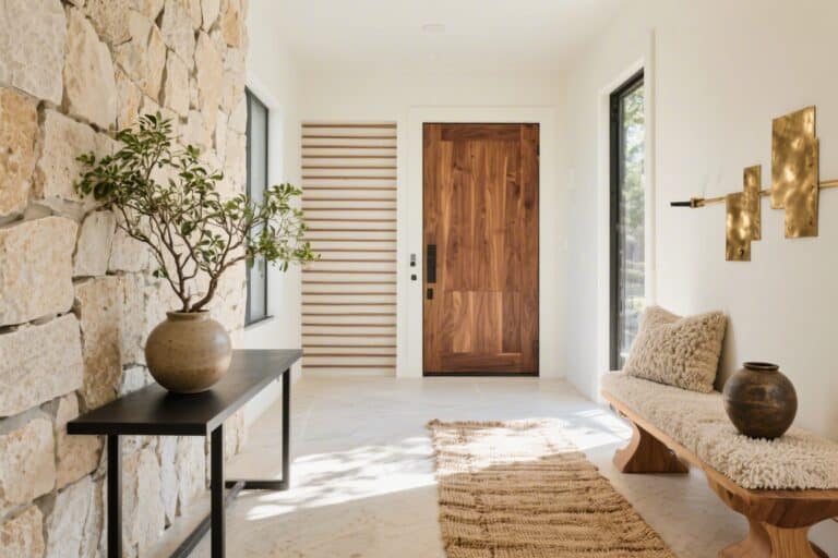12 Modern Entryway Decor Ideas Using Warm Wood and Stone That Wow