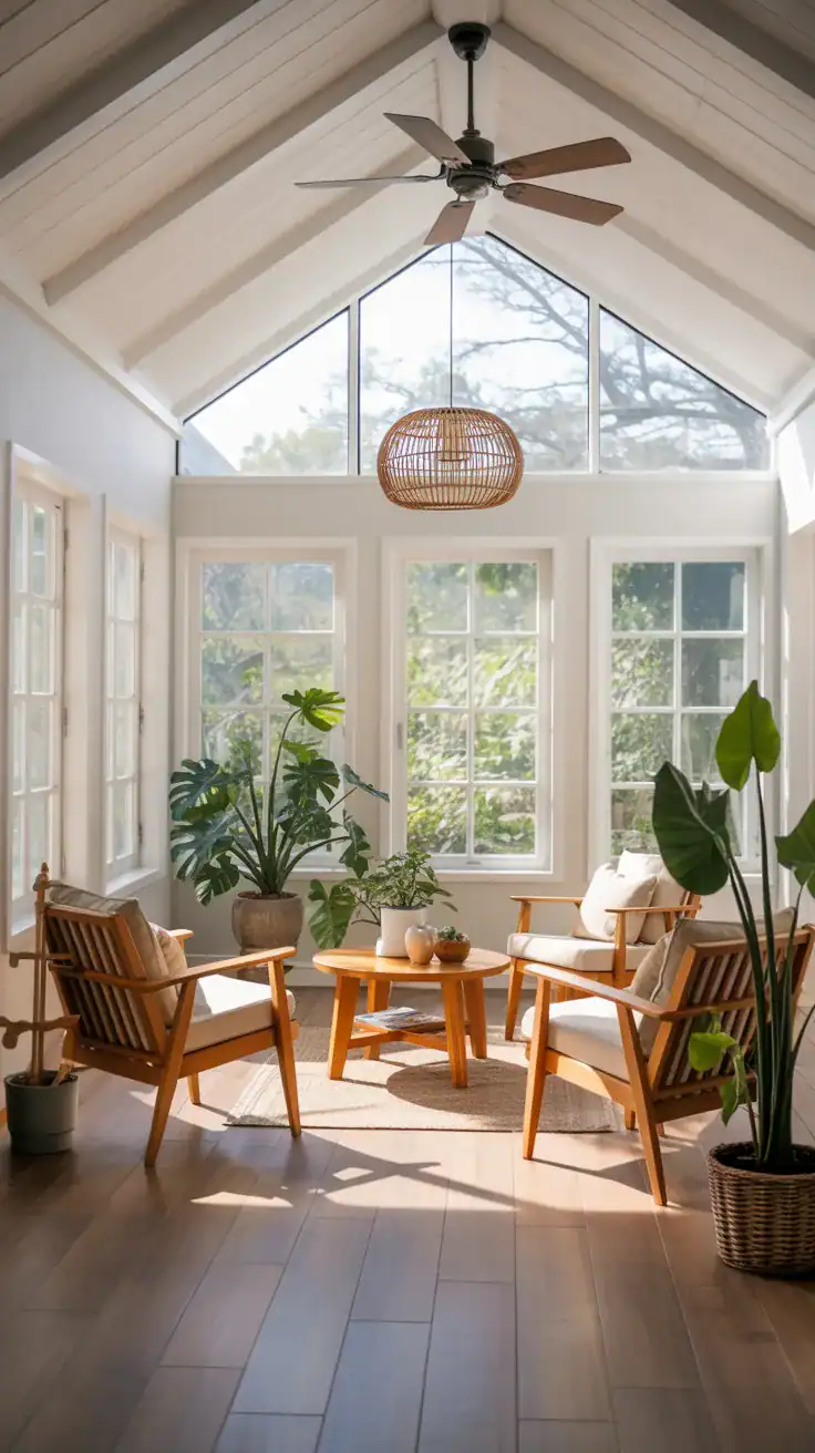 Neutral sunroom decor