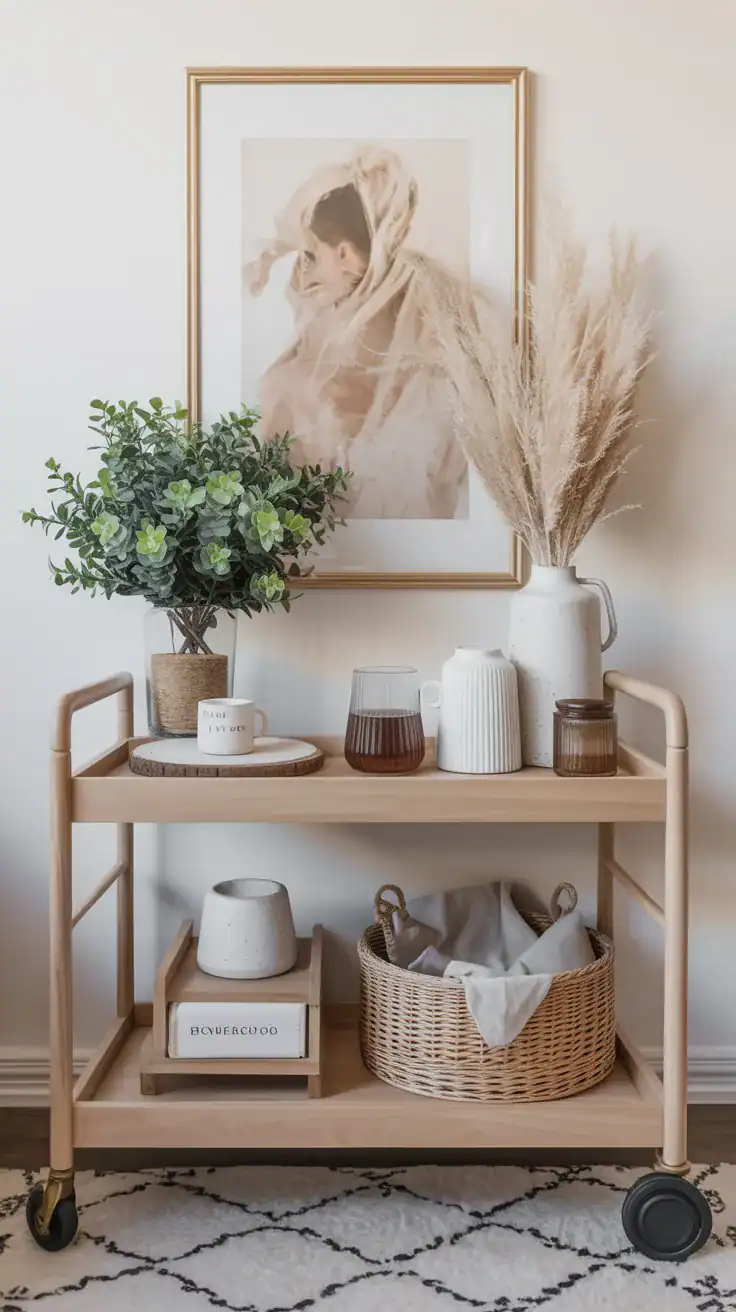 Neutral coffee cart styling