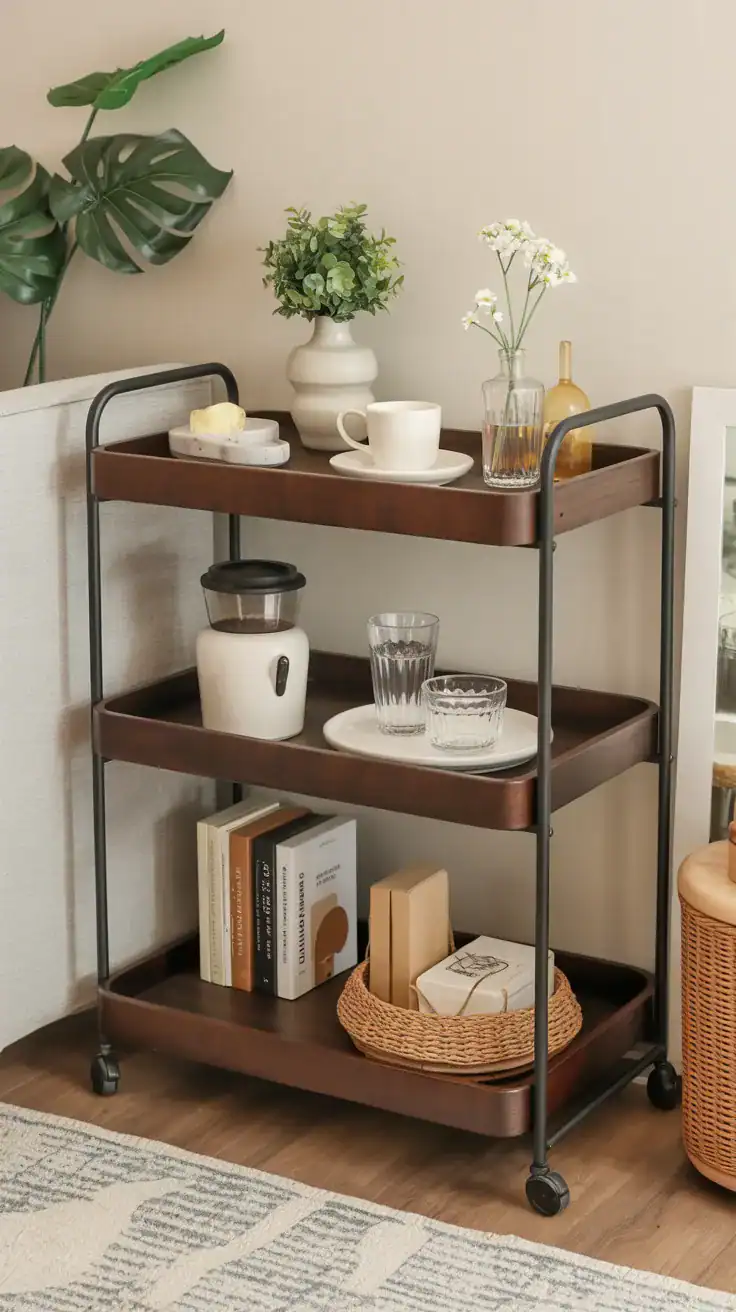 Two tier coffee cart storage setup