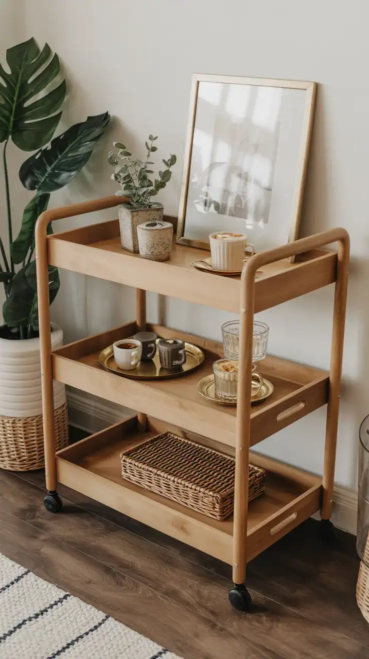 Coffee cart styled with tray