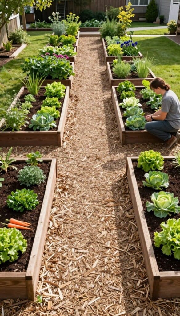 Parallel raised garden beds