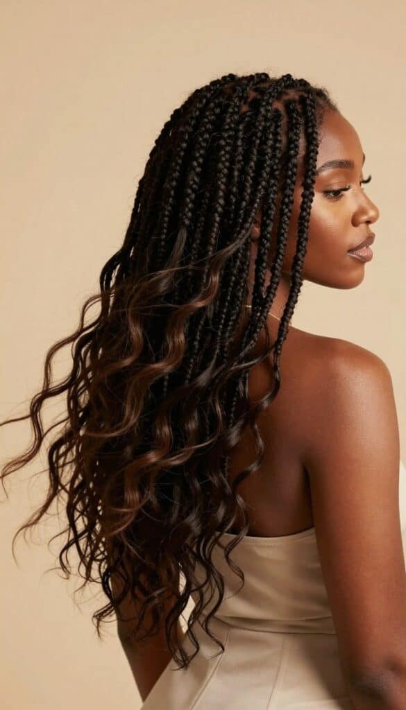 Side swept long locs hairstyle
