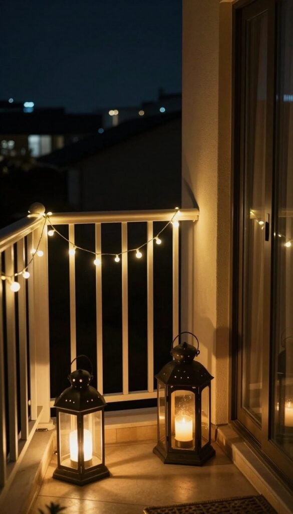 Balcony with layered lighting sources