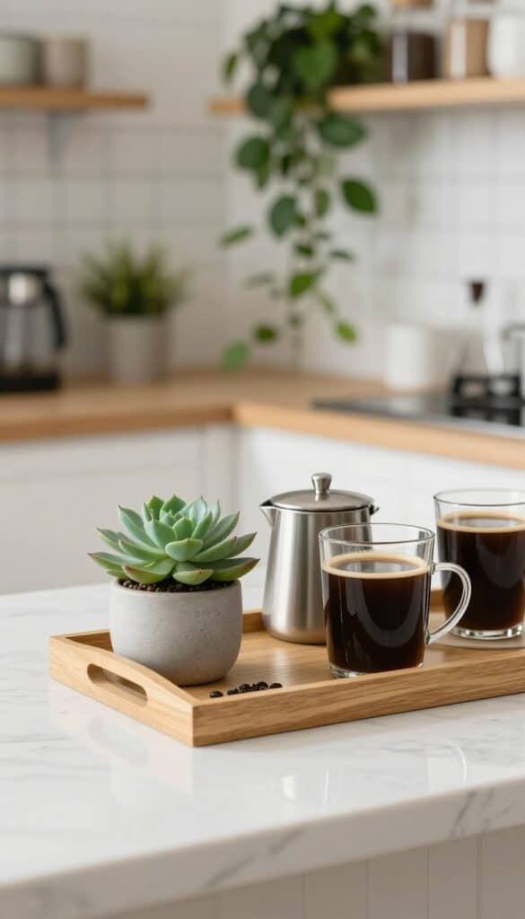 coffee tray with small plant