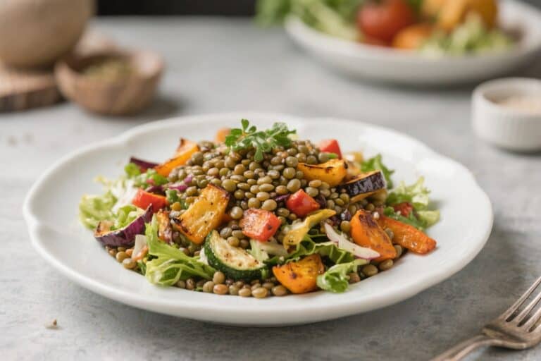 Lentil And Roasted Veg Salad – Hearty, Bright, And Easy