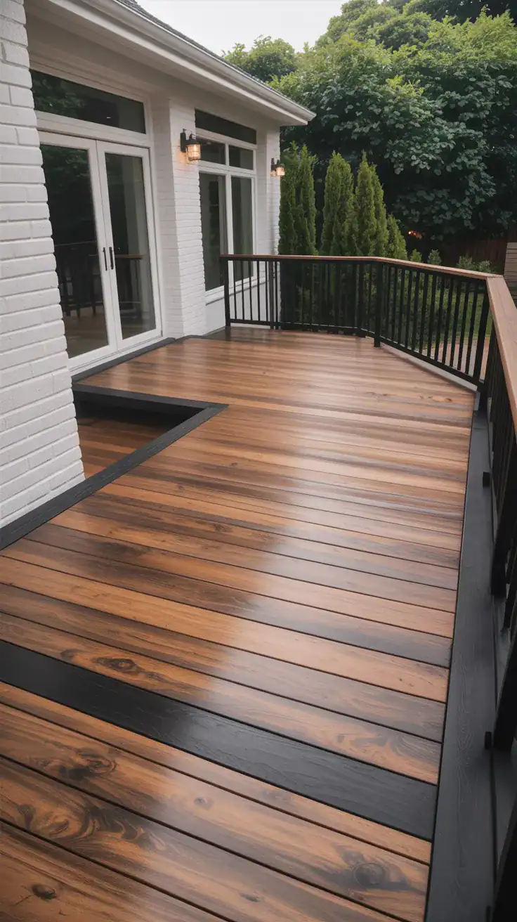 Warm walnut and black deck Warm walnut and matte black two tone deck design