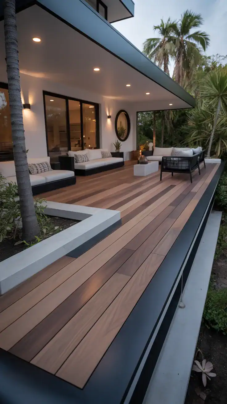 Warm walnut and black deck Warm walnut and matte black modern two tone deck