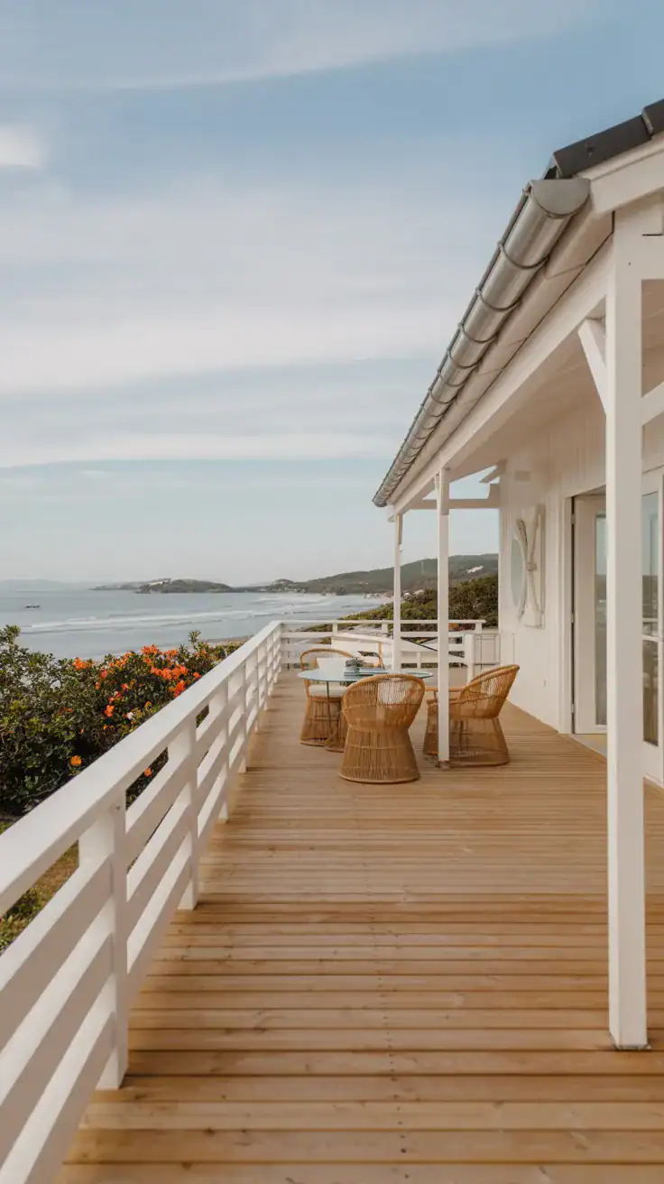 Pale oak and white deck Pale oak and crisp white modern coastal deck