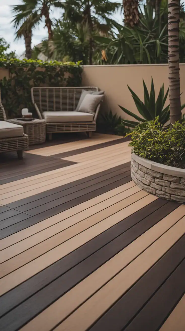Espresso and beige deck Espresso brown and warm beige two tone deck design