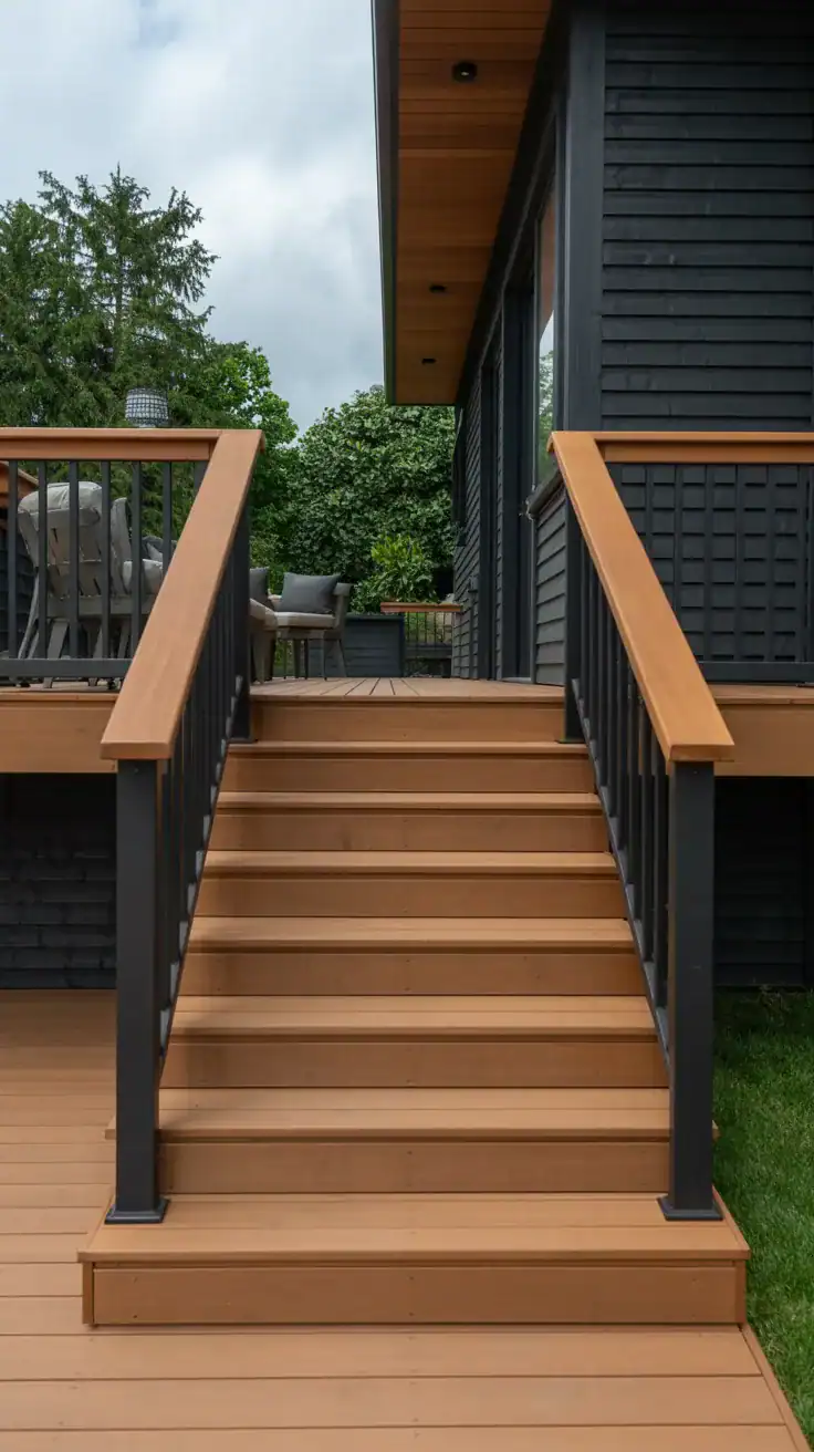 Cedar and black deck Natural cedar and soft black modern luxury deck design