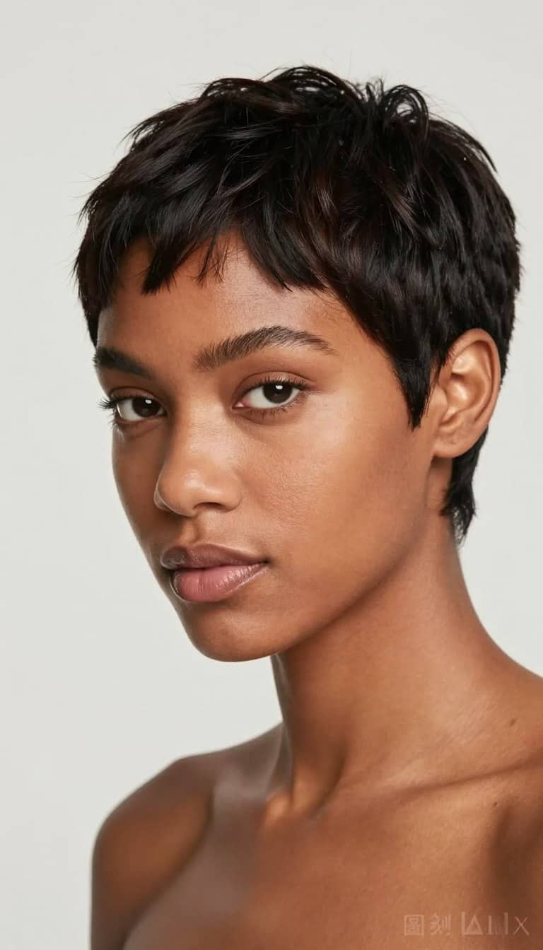 Low maintenance pixie cuts for Black hair showcasing various styles