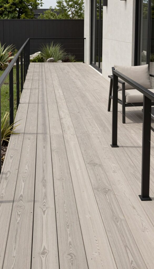 soft greige cedar deck stain blending gray and beige tones for modern neutral contemporary finish