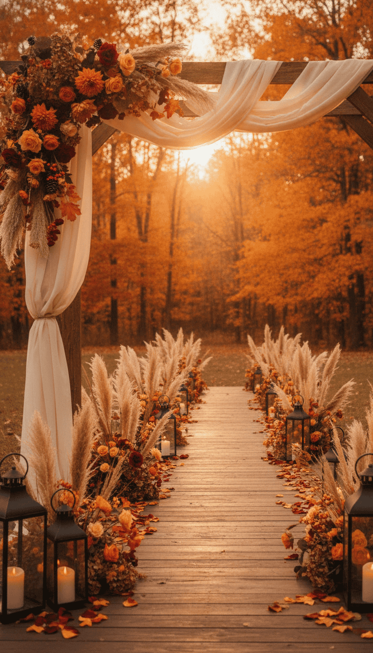 Autumn Wedding Aisle Decor