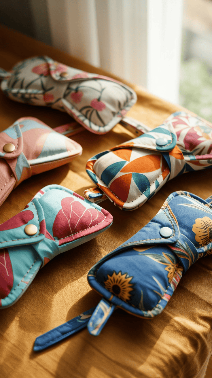 Handmade padded sunglasses cases sewn from patterned fabric