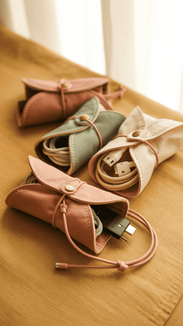 Handmade travel cord organizers designed for chargers and cables
