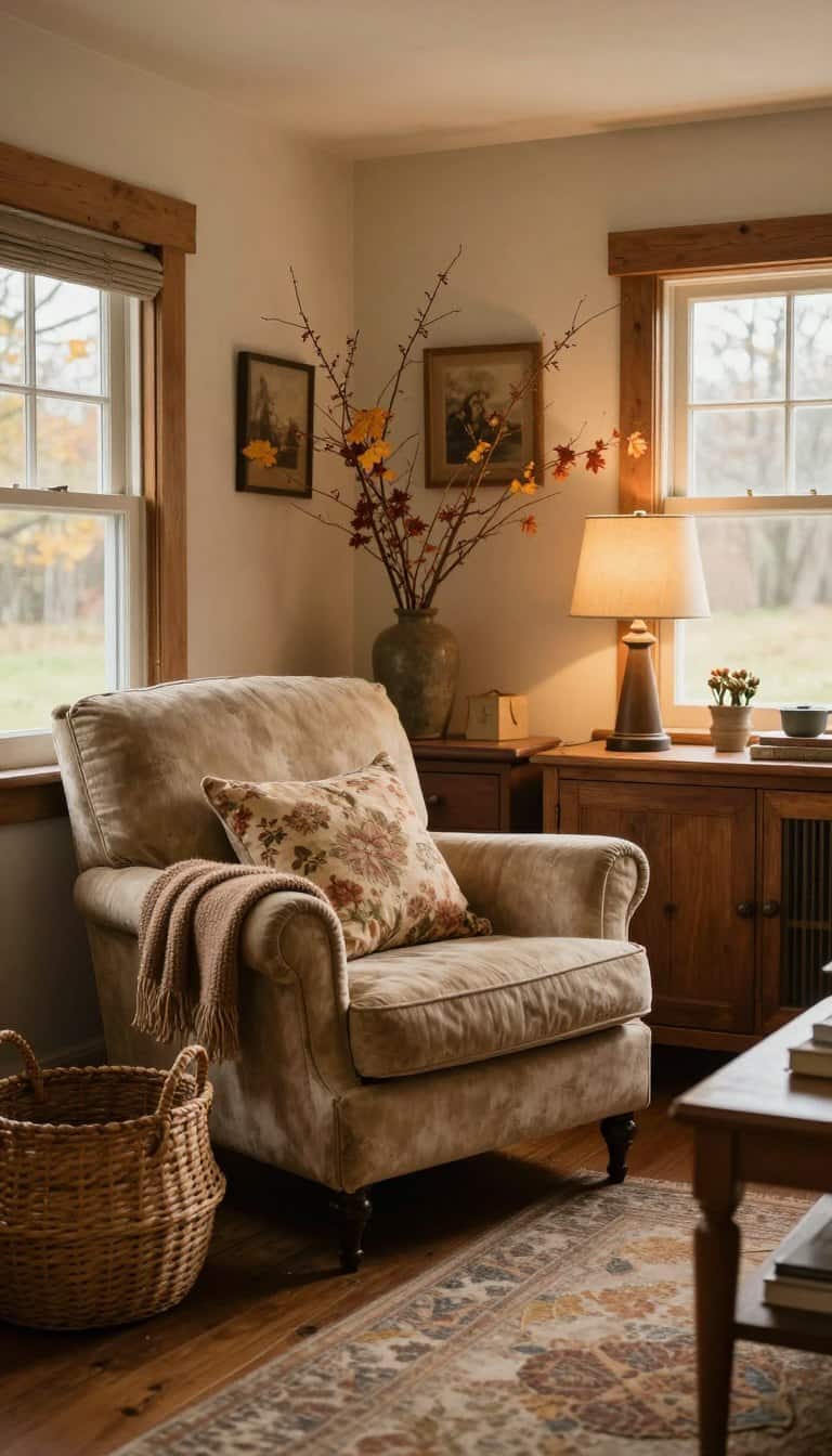 Autumn cottage ideas in a warm living room