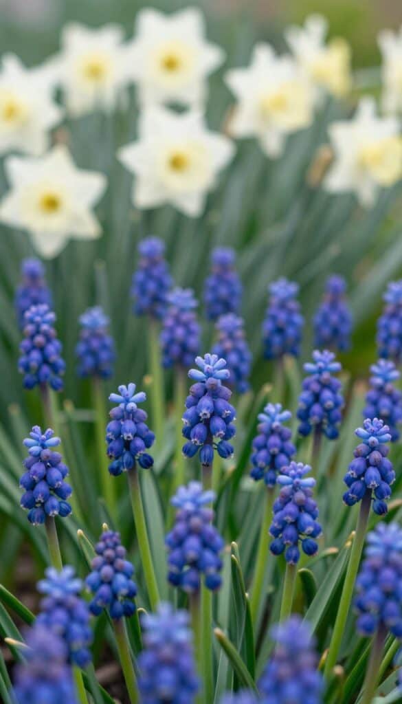 Blue grape hyacinths forming a spring flower drift Blue grape hyacinths forming a spring flower drift