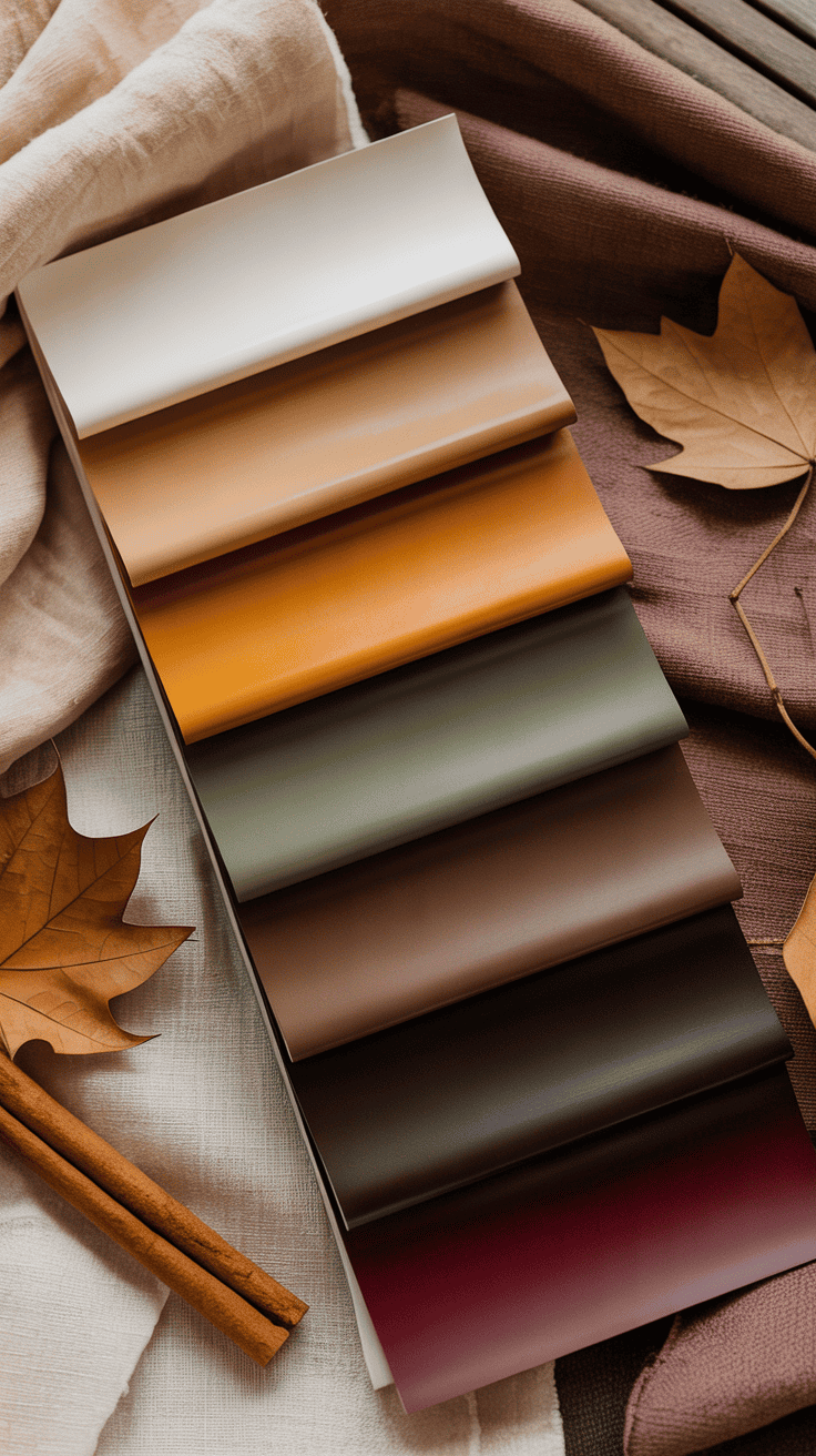 guest-friendly fall palette of cream caramel olive chocolate and burgundy