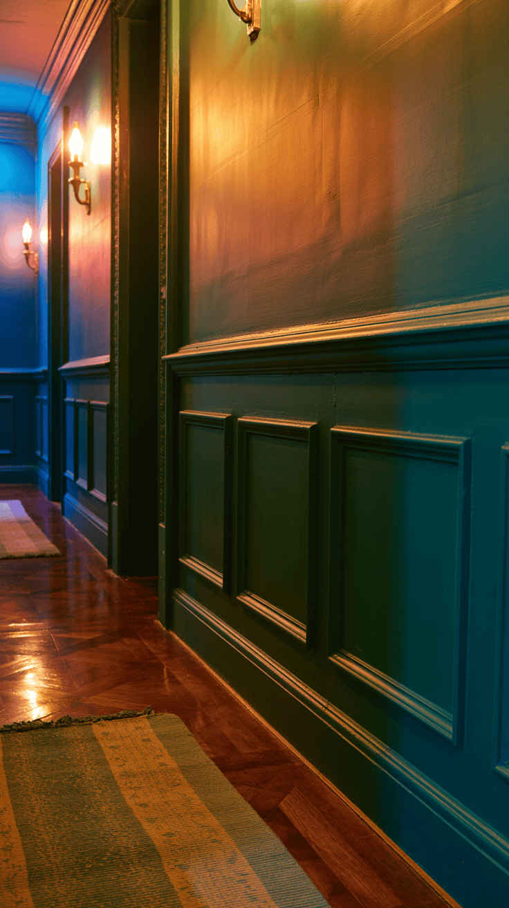 color drenched hallway with painted wainscoting color drenched hallway with painted wainscoting