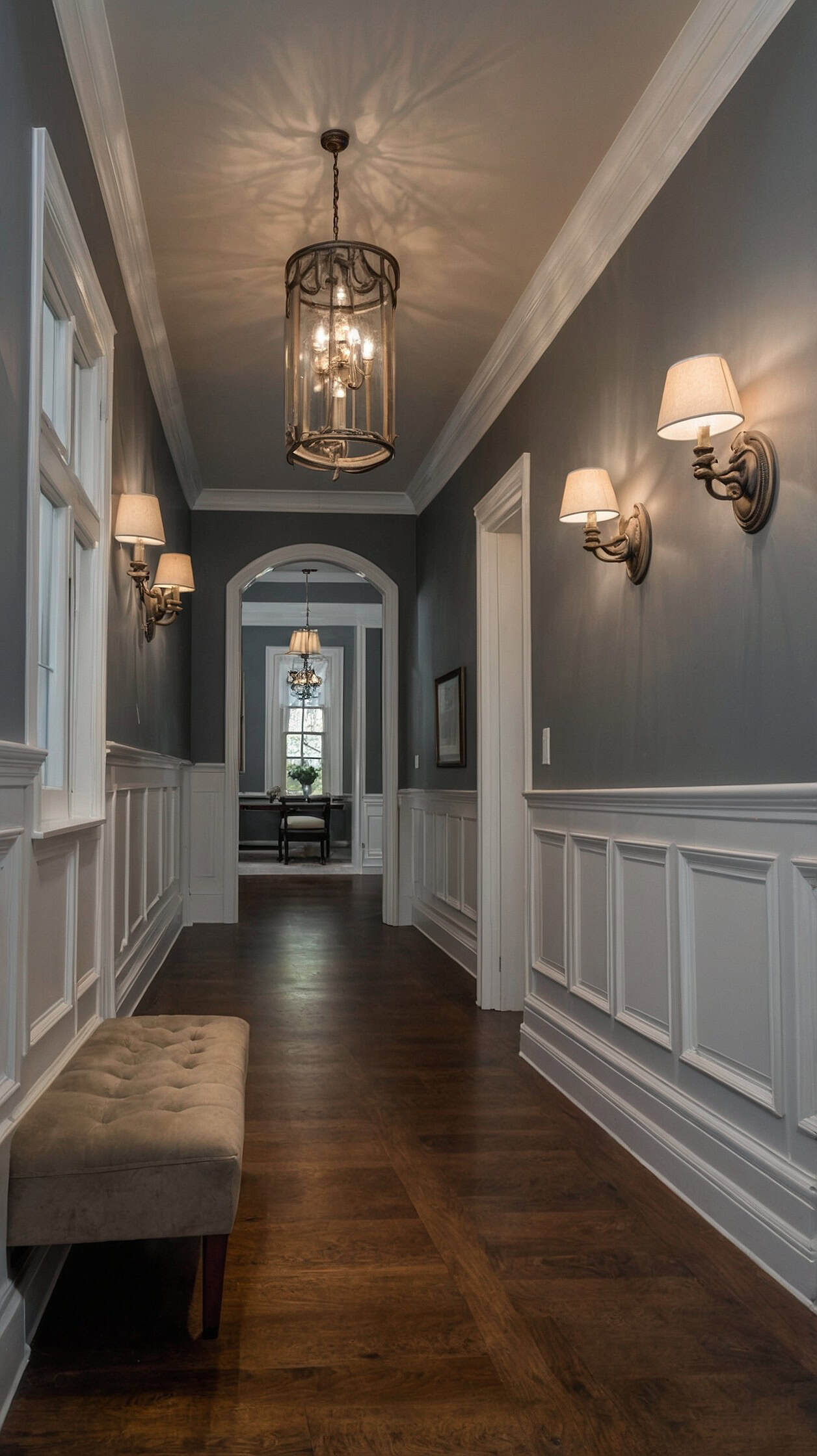 expensive-looking hallway wainscoting with precise trim finish expensive-looking hallway wainscoting with precise trim finish