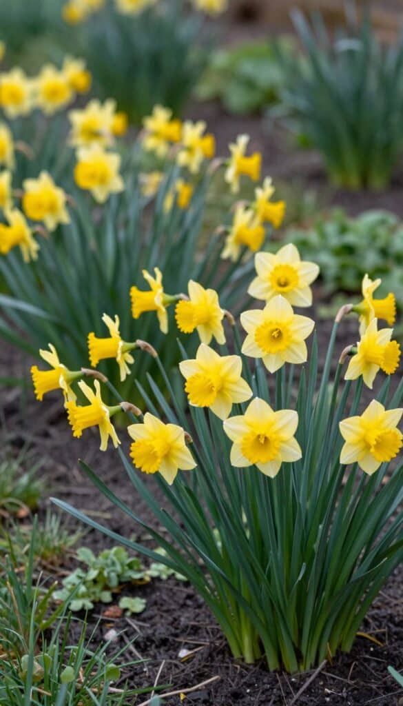 Yellow daffodils blooming in a spring garden Yellow daffodils blooming in a spring garden