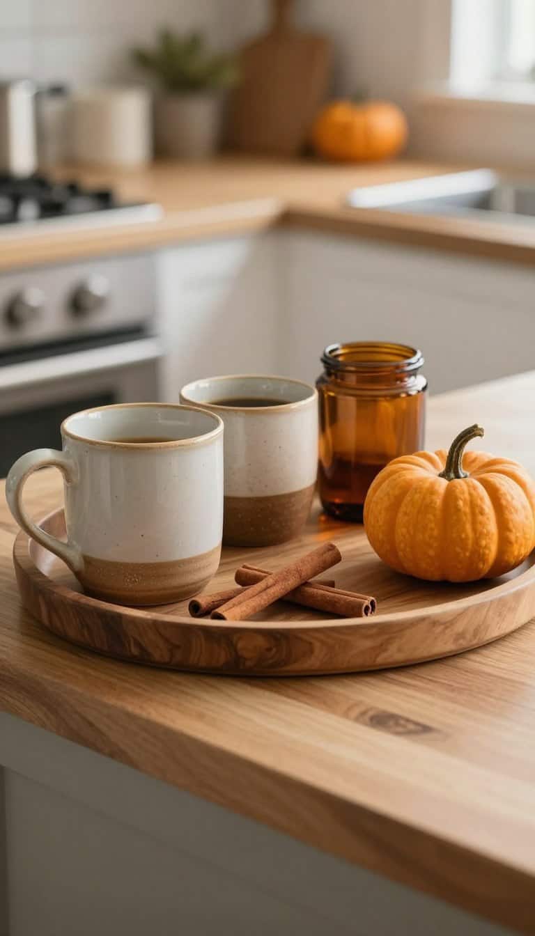 fall coffee bar station ideas in a cozy autumn kitchen