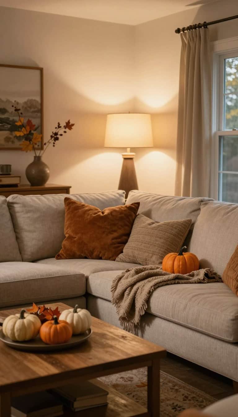welcoming fall living room ideas with comfortable guest seating