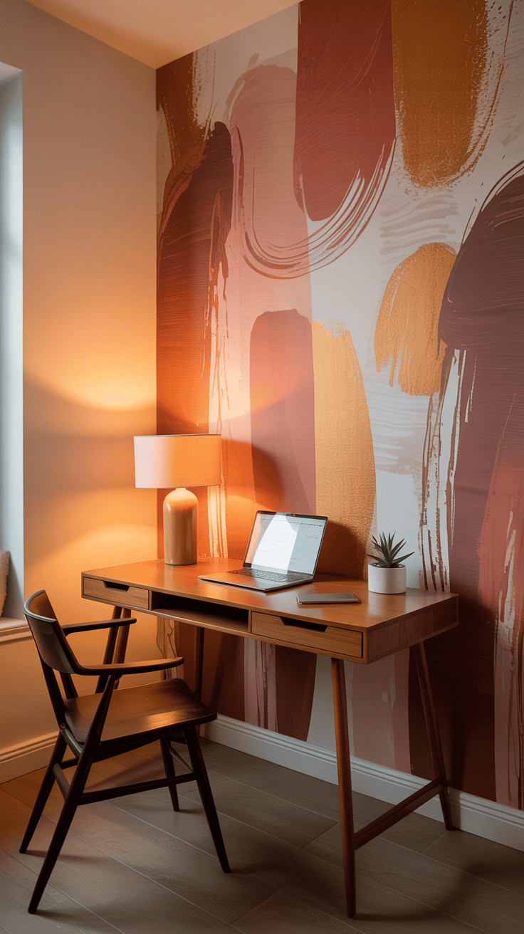home office with removable abstract wallpaper accent wall home office with removable abstract wallpaper accent wall