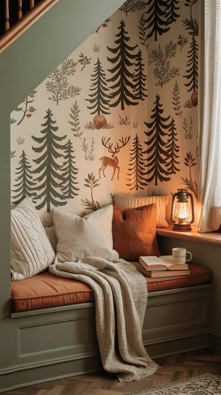 reading nook with removable woodland wallpaper reading nook with removable woodland wallpaper
