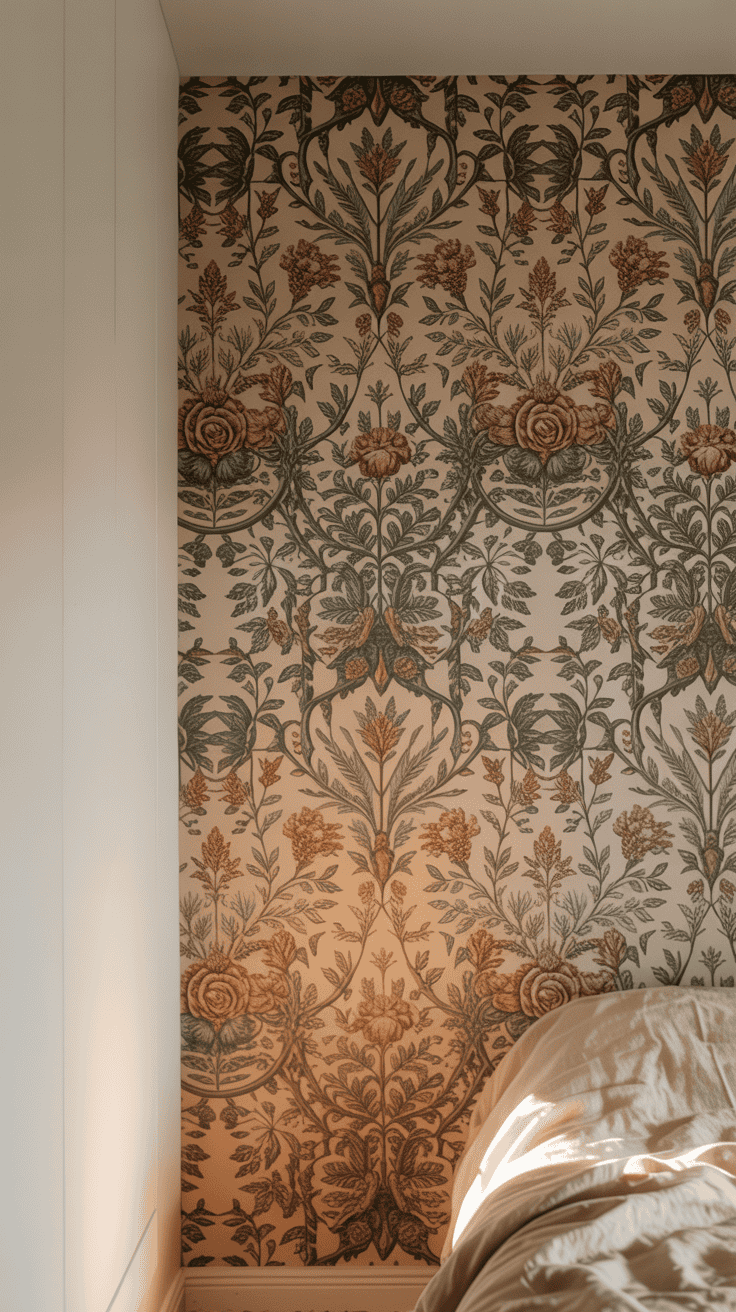 vintage removable wallpaper accent wall in a plain room vintage removable wallpaper accent wall in a plain room