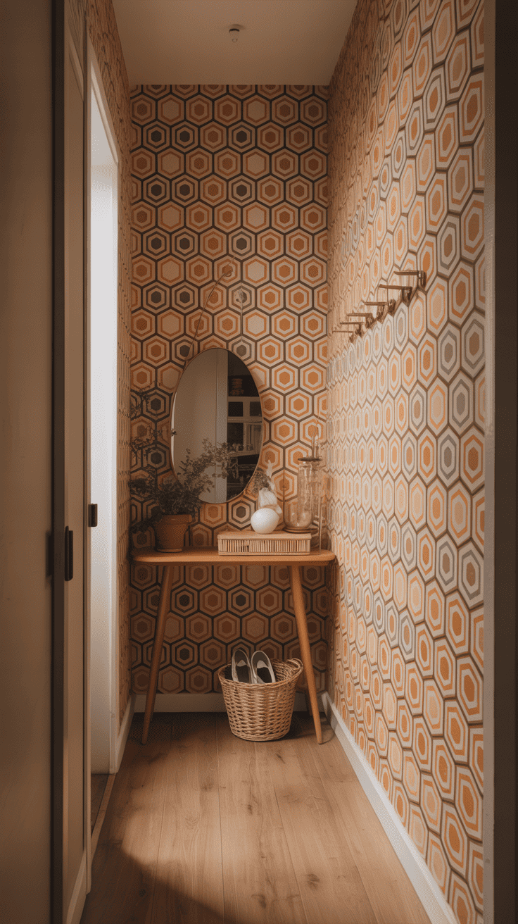 small entryway with removable geometric wallpaper small entryway with removable geometric wallpaper