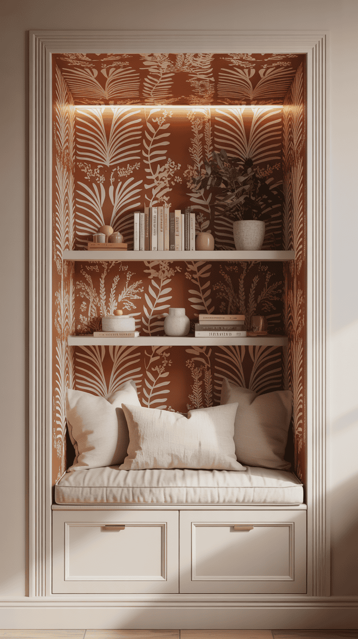 alcove lined with removable wallpaper alcove lined with removable wallpaper