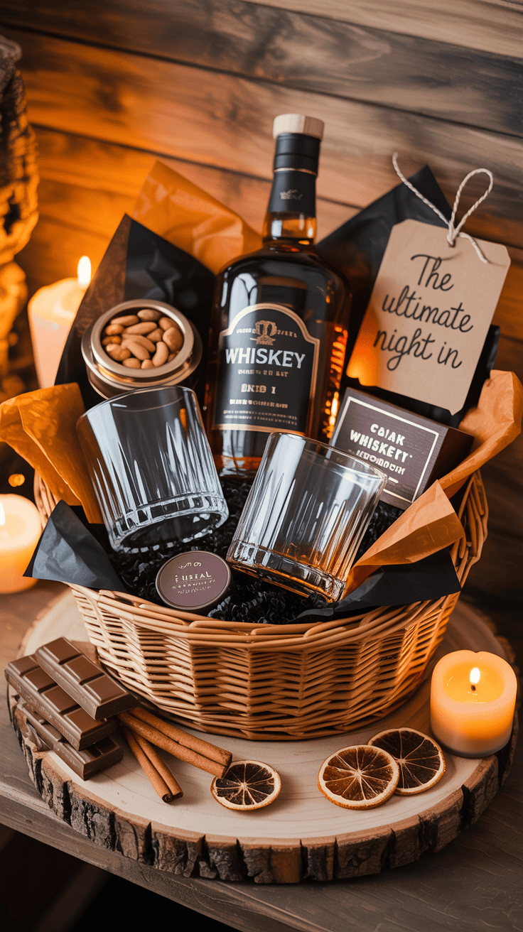 ultimate whiskey lover night-in gift basket