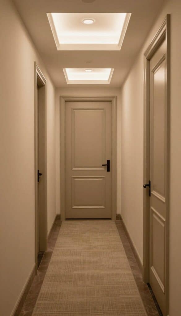 expensive-looking narrow hallway accent wall with molding