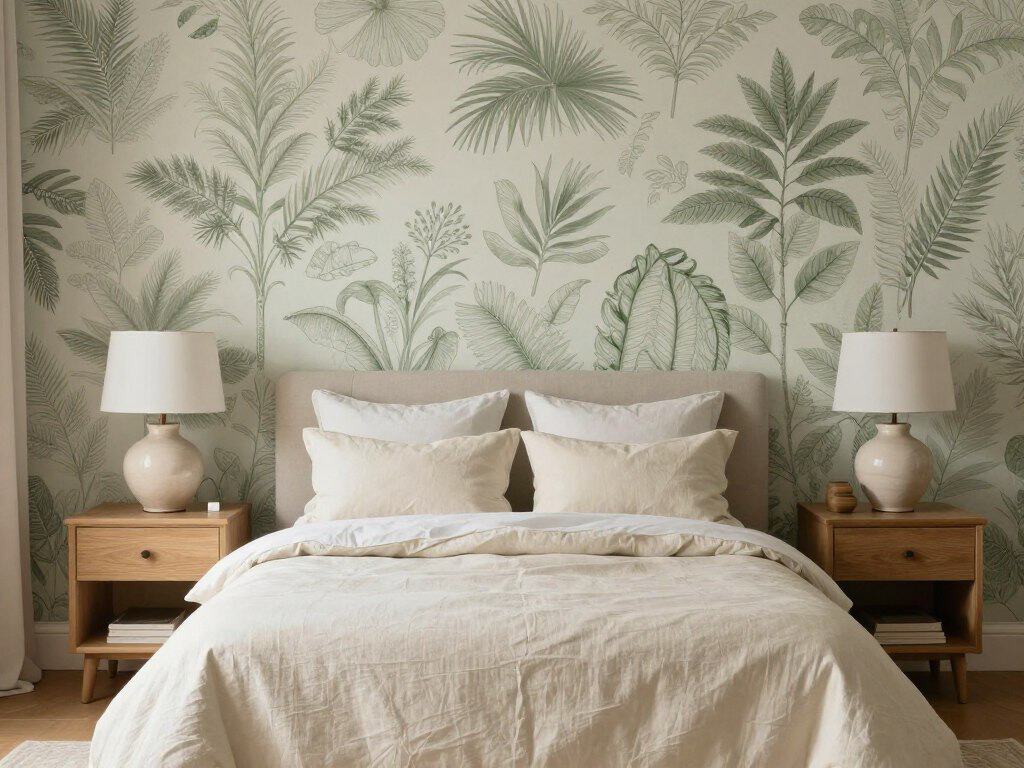 removable wallpaper accent wall ideas with botanical bedroom wallpaper