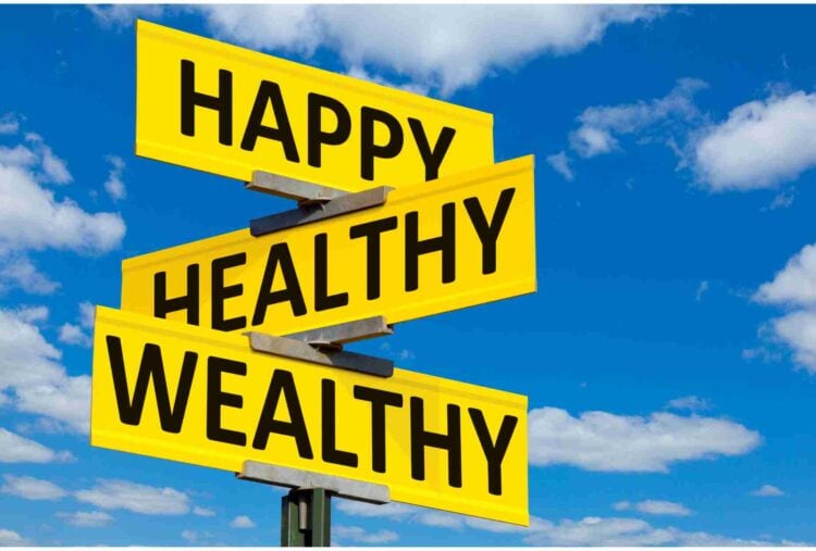 Intersection of Happy, Healthy, and rich vs Wealthy