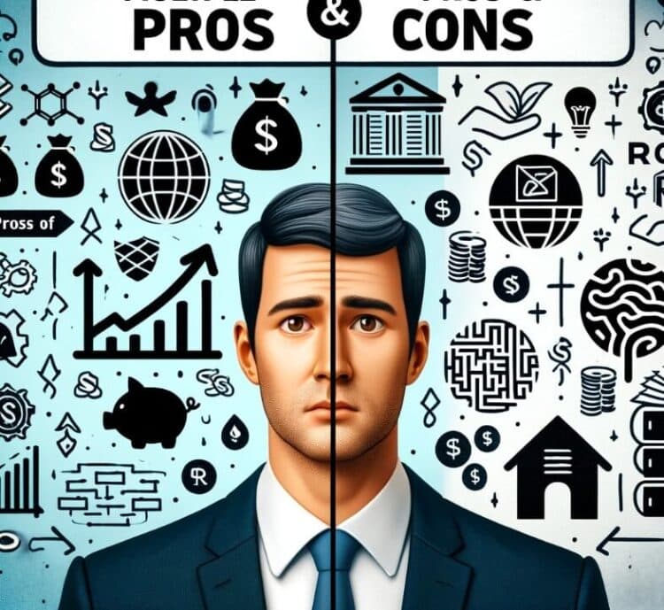 A Man deciding between Pros and Cons