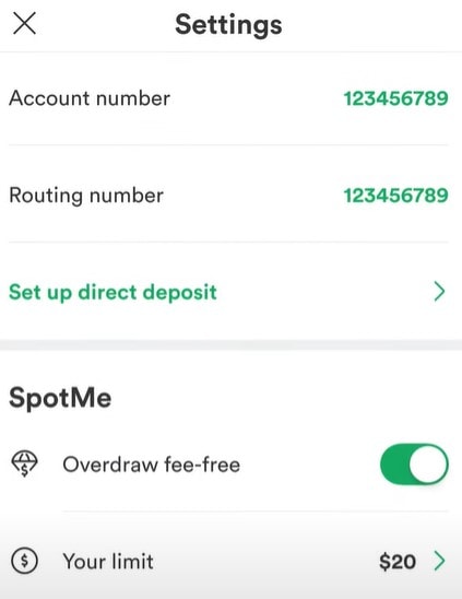 setting up Spot Me on your Chime Account