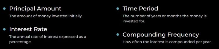 key compenents of calculating future value principal interest rate time period and compounding frequency