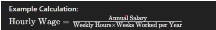 Annual to Hourly Salary Formula and Calculation