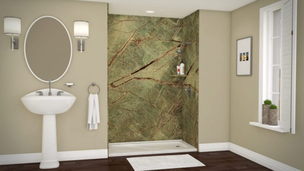 A remodeled bathroom by Mid State Baths shows a fresh, welcoming space and highlights options for modern shower or tub upgrades.