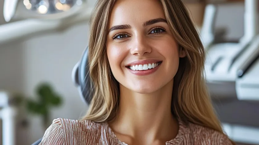 Happy patient smiling after successful and safe dental implant treatment at Mid-Wilshire Dental Care.