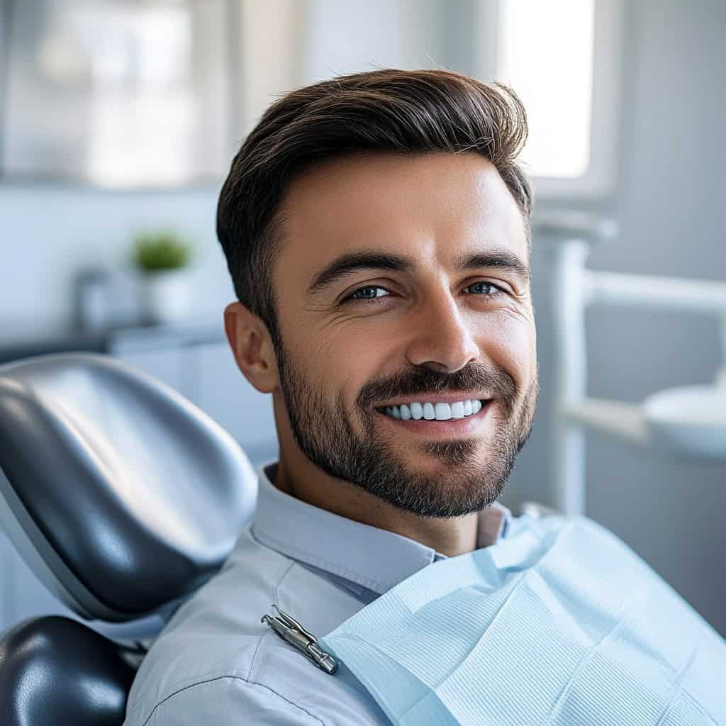 Patient smiling after receiving immediate dental implants in Los Angeles