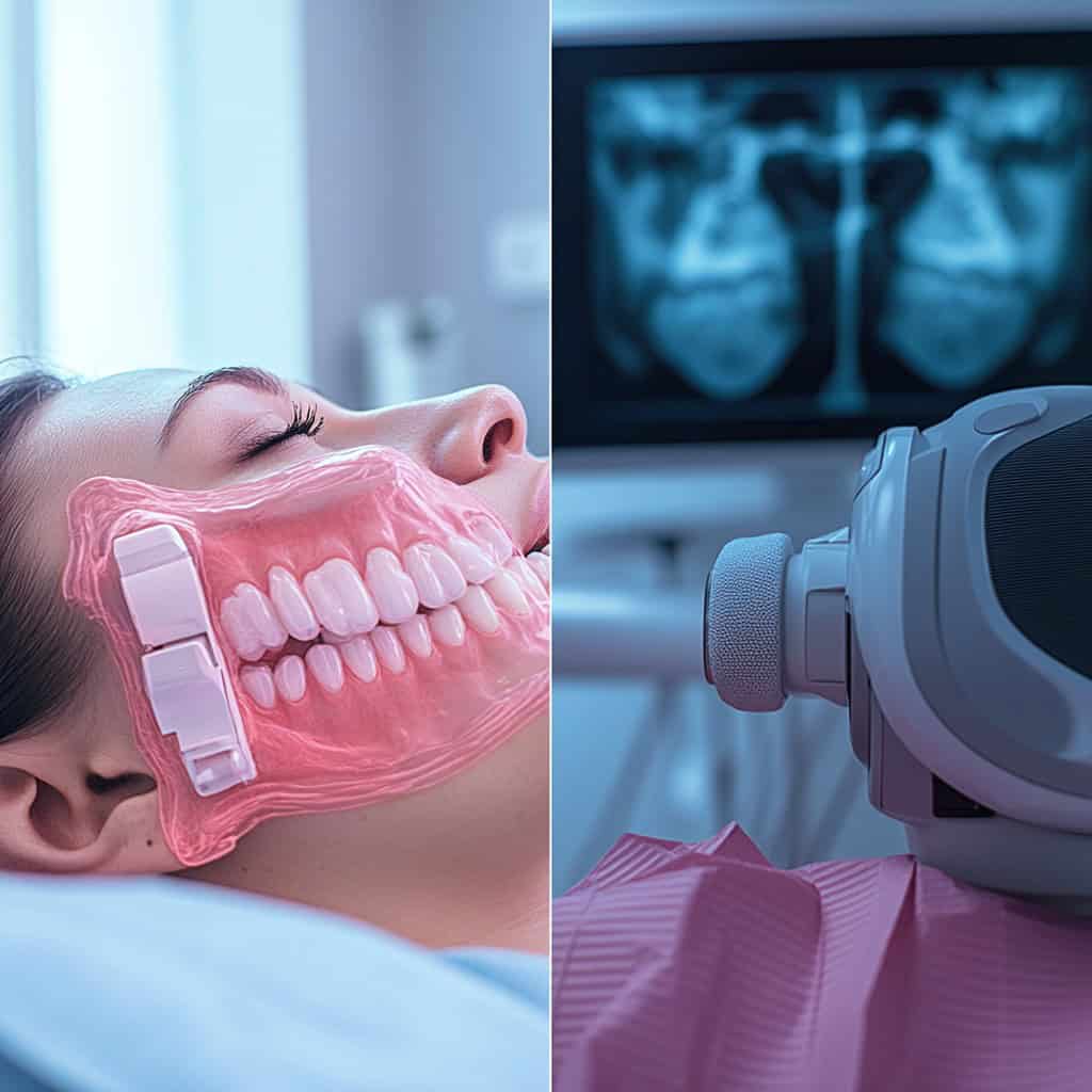 link between periodontitis and sleep apnea – gum disease and breathing problems illustration